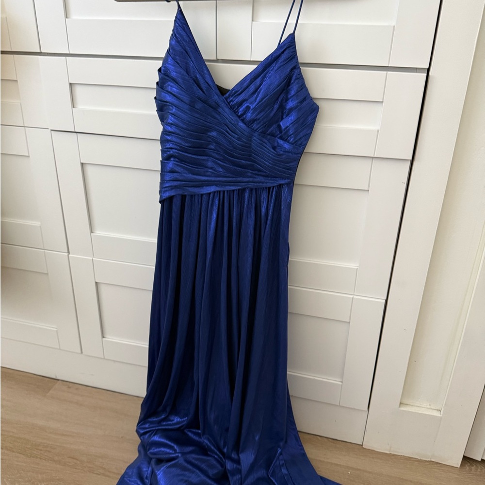 Retrofete Royal Blue Pleated Maxi Dress